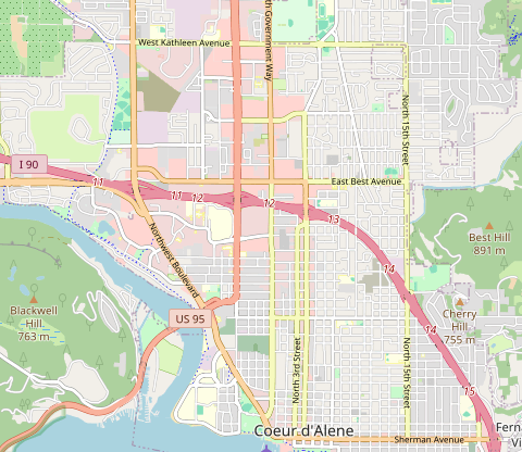 Map of 101 W Ironwood Dr, Coeur d'Alene